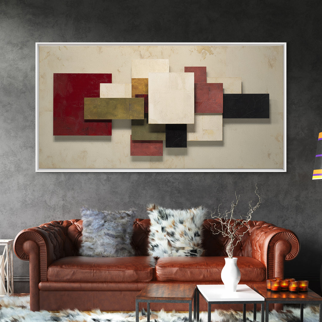 One Red Square Balanced Framed Canvas Print, Minimalist Art, Minimalist Decor, Living Room Decor, Minimal, Digital Wall Art, MIN-2x1-30