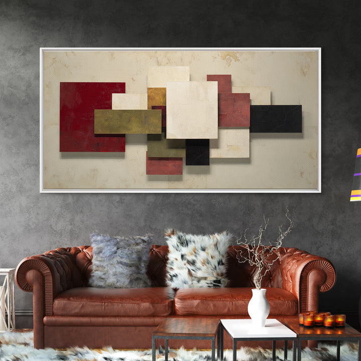 One Red Square Balanced Framed Canvas Print, Minimalist Art, Minimalist Decor, Living Room Decor, Minimal, Digital Wall Art, MIN-2x1-30