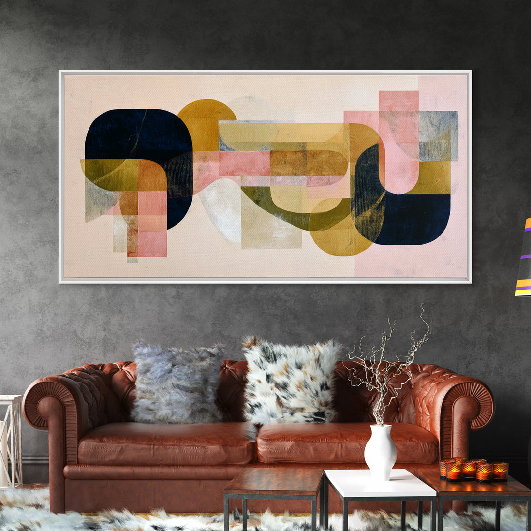 Minimal Abstract Wave Line Framed Canvas Print, Minimalist Art, Wall Decor, Living Room Decor, Abstract Art, Minimal, MIN-2x1-33