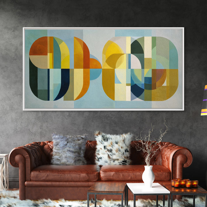 Simple Geometric Sun Framed Canvas Print, Minimalist Art, Wall Art, Living Room Decor, Abstract Art, Minimal, Large Wall Art, MIN-2x1-35