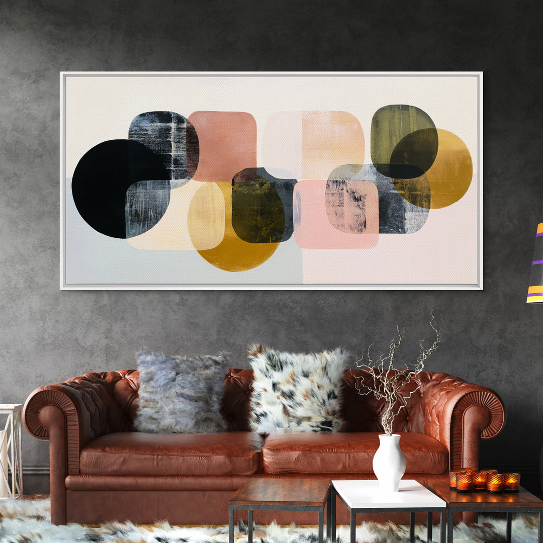 Single Brushstroke Circle Framed Canvas Print, Minimalist Art, Room Decor, Living Room Decor, Fine Art, Minimal, Art Print, MIN-2x1-42