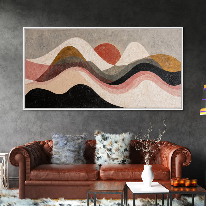 Thin Line Mountain Framed Canvas Print, Minimalist Art, Poster, Living Room Decor, Fine Art, Minimal, Boho, Canvas Tote Bag, MIN-2x1-46
