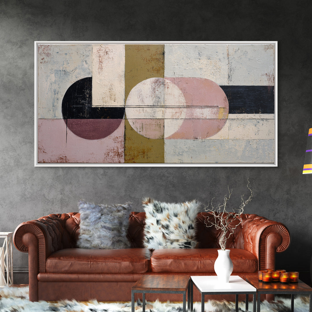 Minimal Moon over a Pale Ocean Framed Canvas Print, Minimalist Art, Printable Wall Art, Living Room Decor, Fine Art, Minimal, MIN-2x1-5
