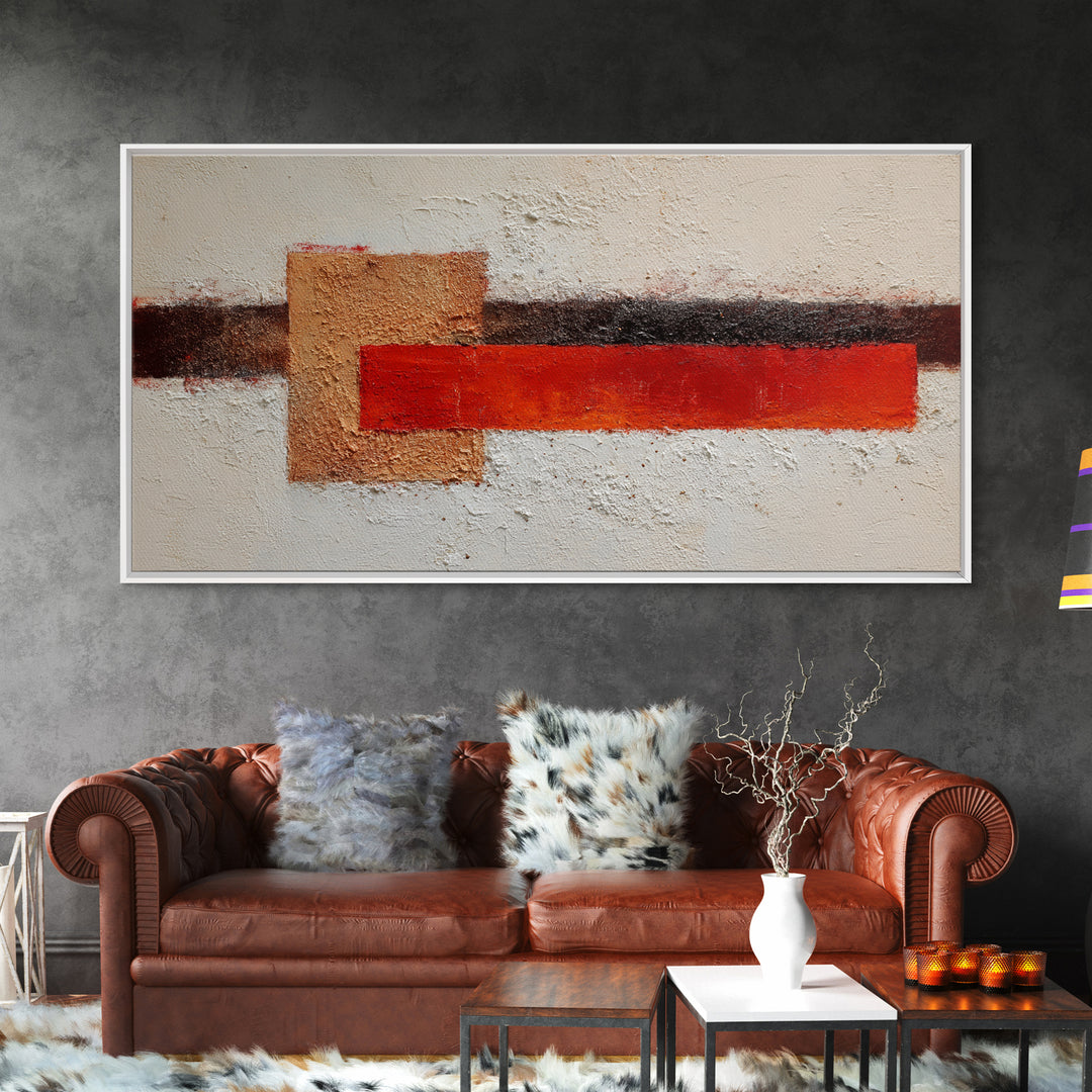 One Red Square Balanced Framed Canvas Print, Minimalist Art, Minimalist Decor, Living Room Decor, Minimal, Digital Wall Art, MIN-2x1-6