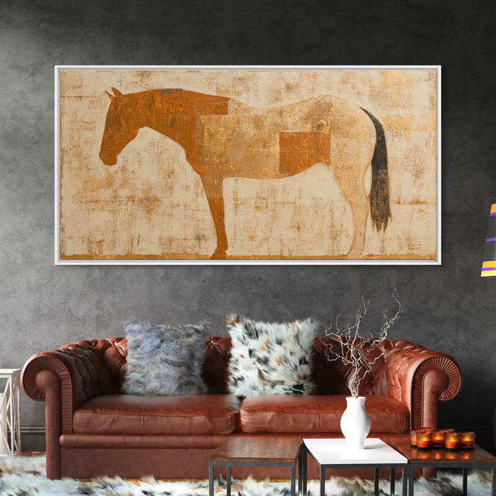 Minimal Horse Contour Canvas Print, Minimalist Art, Wall Art, Living Room Decor, Oil Painting, Minimal, Large Wall Art, MIN-2x1-62