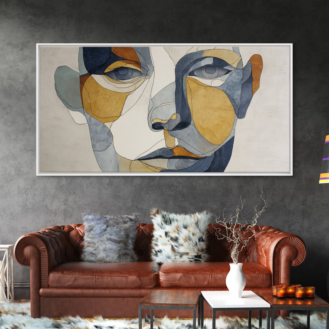 Single Continuous Line Female Face Canvas Print, Minimalist Art, Movie Poster, Living Room Decor, Minimal, Modern Wall Art, MIN-2x1-73