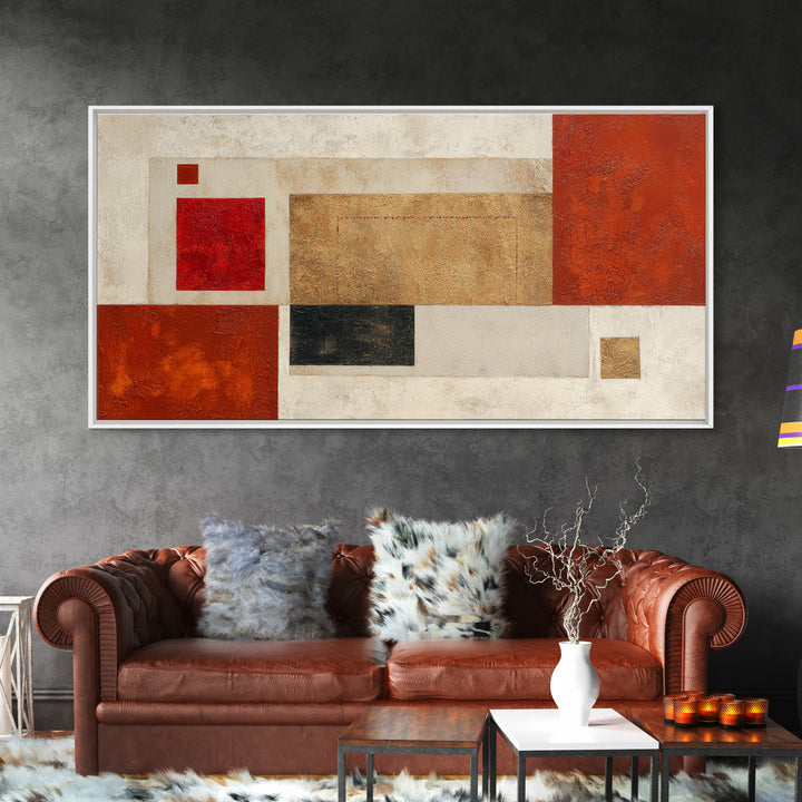 One Red Square Balanced Canvas Print, Minimalist Art, Wall Decor, Living Room Decor, Fine Art, Minimal, Abstract Art, MIN-2x1-78