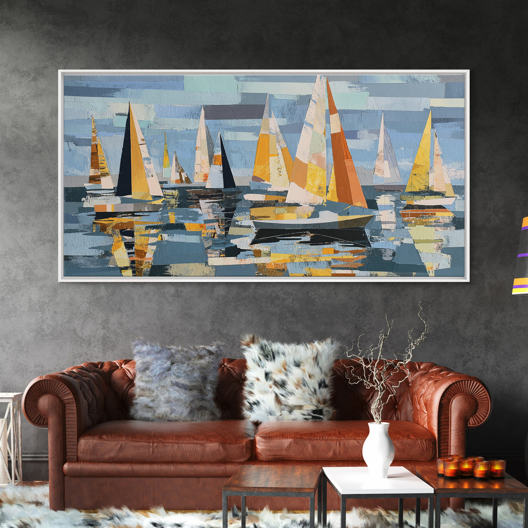 Tiny Sailboat under Open Sky Canvas Print, Minimalist Art, Minimalist, Living Room Decor, Fine Art, Minimal, Black Art, MIN-2x1-82