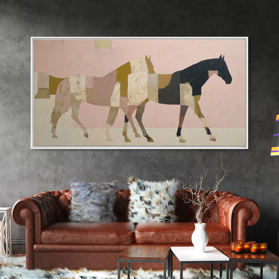 Minimal Horse Contour Framed Canvas Print, Minimalist Art, Digital Prints, Living Room Decor, Fine Art, Minimal, Printable Art, MIN-2x1-86