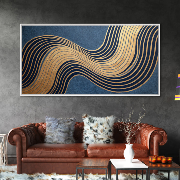 Minimal Abstract Wave Line Framed Canvas Print, Minimalist Art, Wall Decor, Living Room Decor, Abstract Art, Minimal, MIN-2x1-9