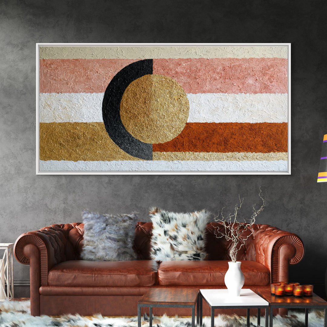 Single Brushstroke Circle Framed Canvas Print, Minimalist Art, Living Room Decor, Oil Painting, Minimal, Printable Art, MIN-2x1-90
