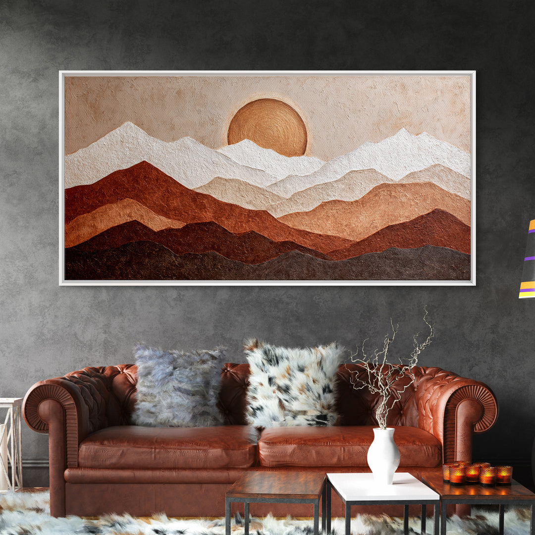 Thin Line Mountain Canvas Print, Minimalist Art, Art Print, Living Room Decor, Oil Painting, Minimal, Abstract Wall Art, MIN-2x1-94