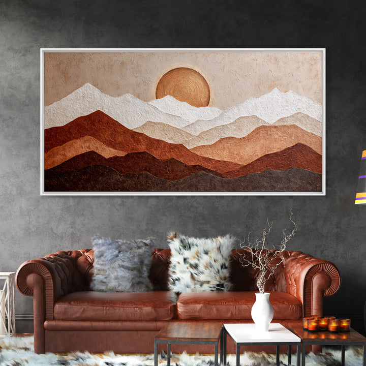 Thin Line Mountain Canvas Print, Minimalist Art, Art Print, Living Room Decor, Oil Painting, Minimal, Abstract Wall Art, MIN-2x1-94