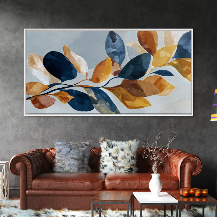 Minimal Branch Silhouette Framed Canvas Print, Minimalist Art, Neutral Decor, Living Room Decor, Oil Painting, Minimal, MIN-2x1-95