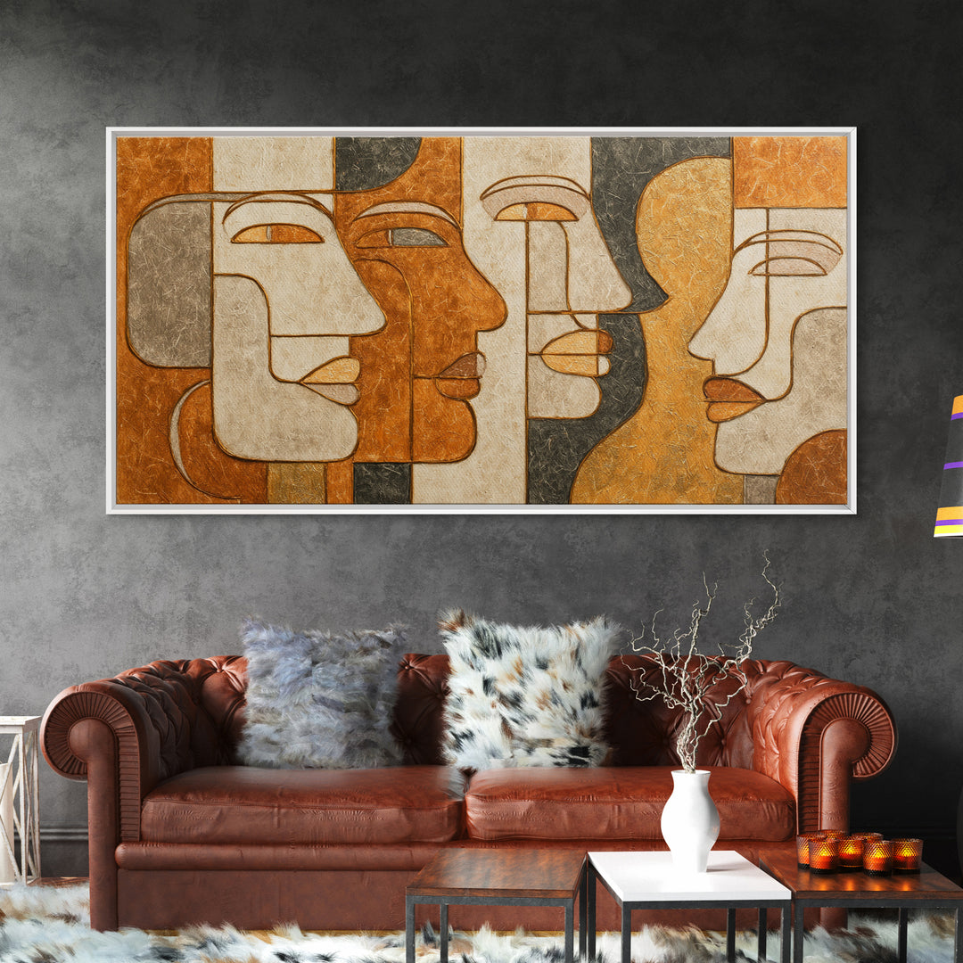 Single Continuous Line Female Face Framed Canvas Print, Minimalist Art, Printable Art, Living Room Decor, Oil Painting, Minimal, MIN-2x1-97