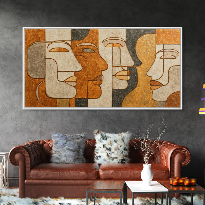 Single Continuous Line Female Face Framed Canvas Print, Minimalist Art, Printable Art, Living Room Decor, Oil Painting, Minimal, MIN-2x1-97