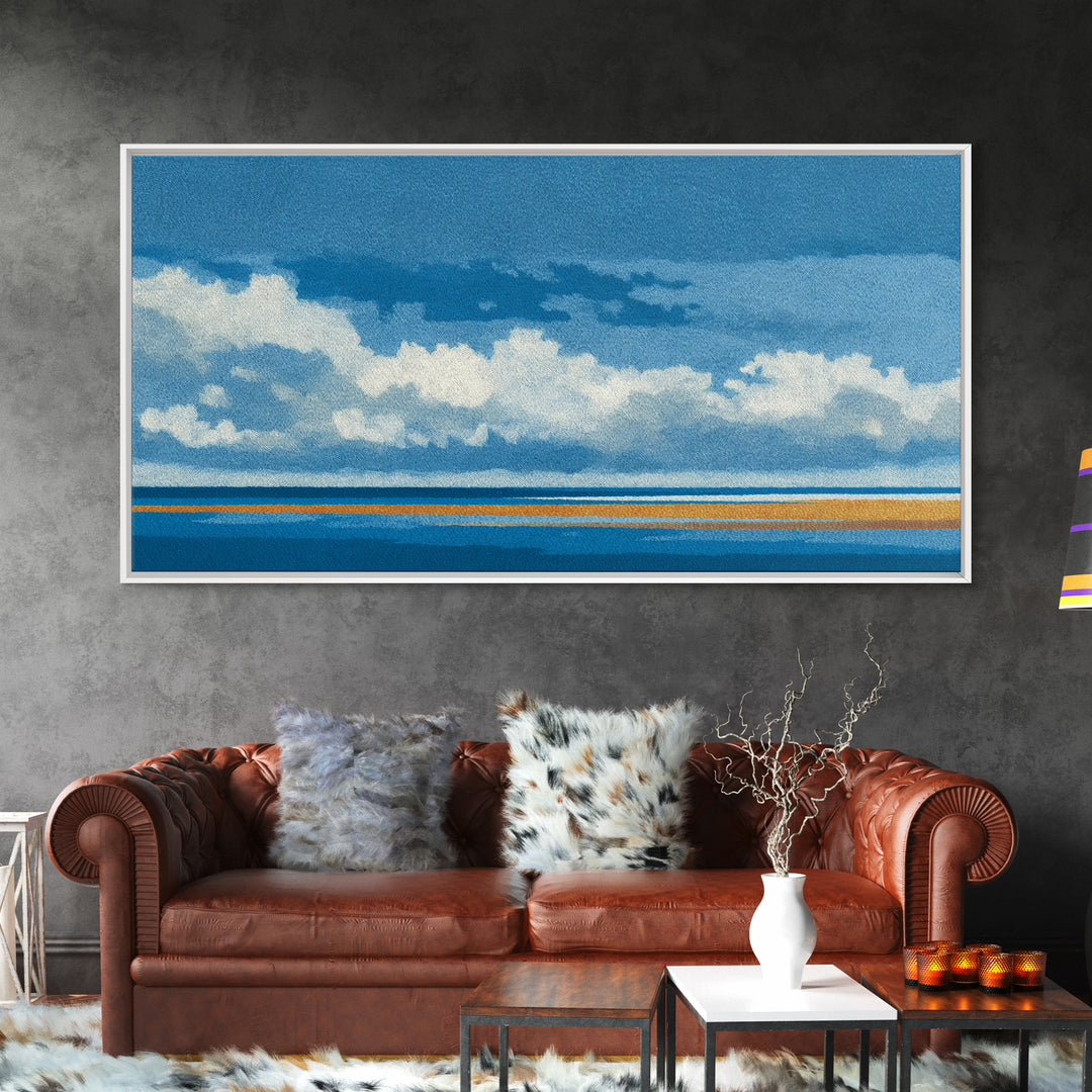 Simple Blue Horizon Canvas Print, Minimalist Art, Printable Wall Art, Living Room Decor, Fine Art, Minimal, Abstract Wall Art, MIN-2x1-98
