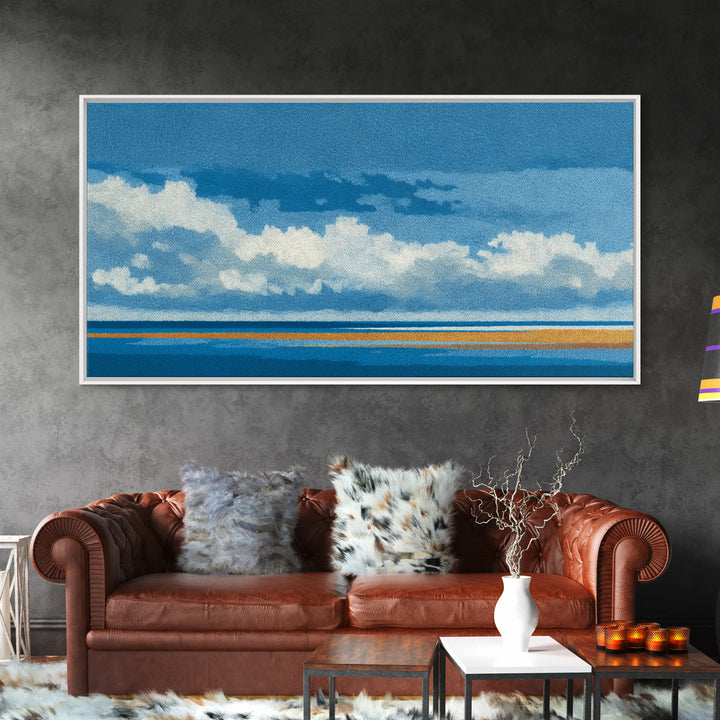 Simple Blue Horizon Canvas Print, Minimalist Art, Printable Wall Art, Living Room Decor, Fine Art, Minimal, Abstract Wall Art, MIN-2x1-98