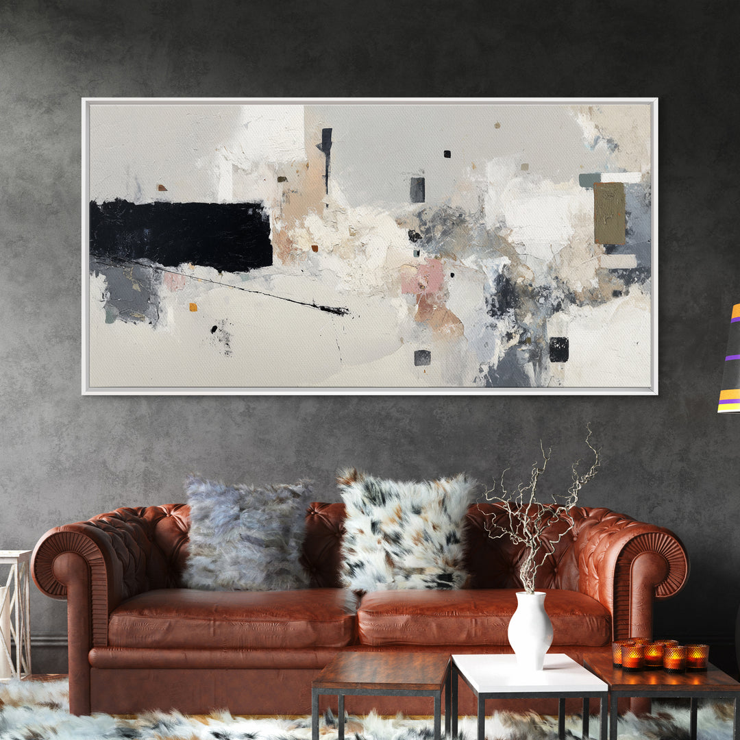 Small Black Bird Crossing White Space Framed Canvas Print, Minimalist Art, Digital Print, Living Room Decor, Fine Art, Minimal, MIN-2x1-99