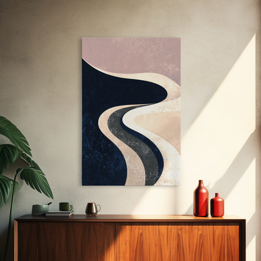 Minimal Abstract Wave Line Framed Canvas Print, Minimalist Art, Art Prints, Living Room Decor, Fine Art, Minimal, Printable Art, MIN-2x3-21