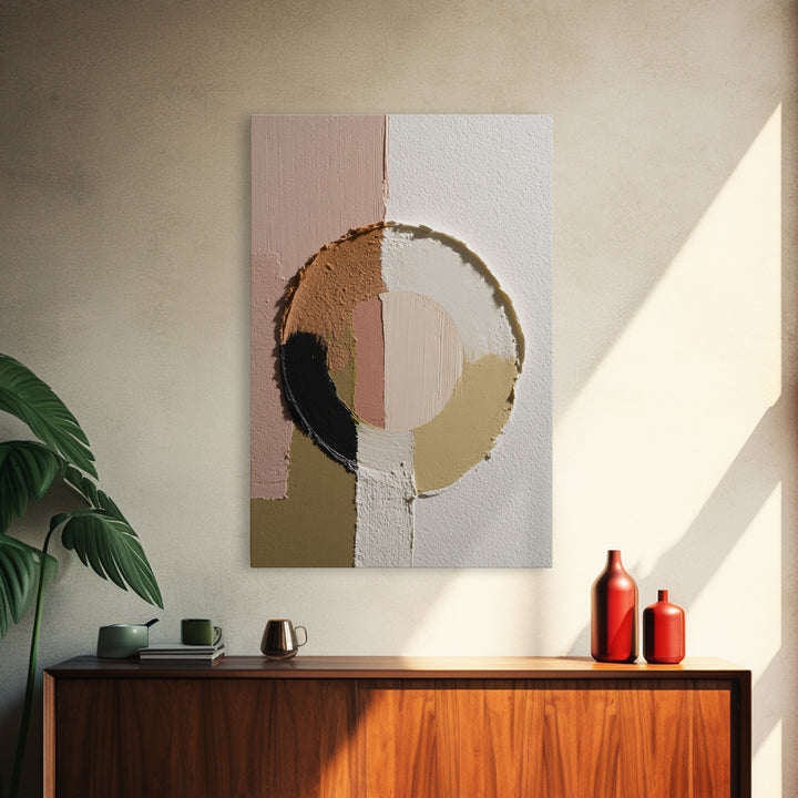 Single Brushstroke Circle Framed Canvas Print, Minimalist Art, Minimalist Decor, Living Room Decor, Fine Art, Minimal, MIN-2x3-30
