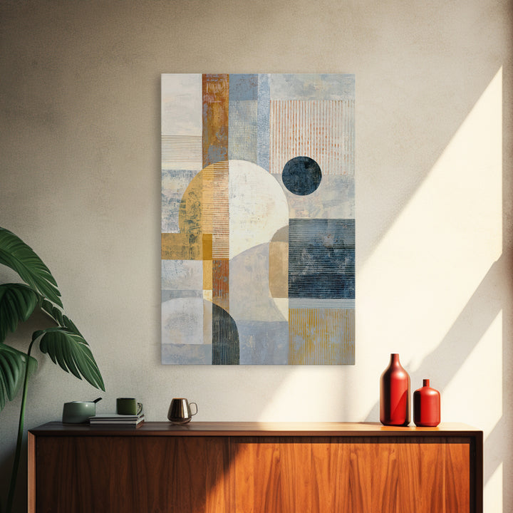 Single Black Circle on Warm Ivory Ground Canvas Print, Minimalist Art, Canvas Tote Bag, Living Room Decor, Minimal, Boho Decor, MIN-2x3-33