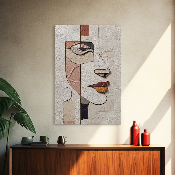 Single Continuous Line Female Face Framed Canvas Print, Minimalist Art, Digital Wall Art, Living Room Decor, Fine Art, Minimal, MIN-2x3-37