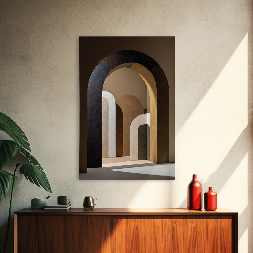 Monochrome Arch and Shadow Composition Canvas Print, Minimalist Art, Contemporary Art, Living Room Decor, Fine Art, Minimal, MIN-2x3-40