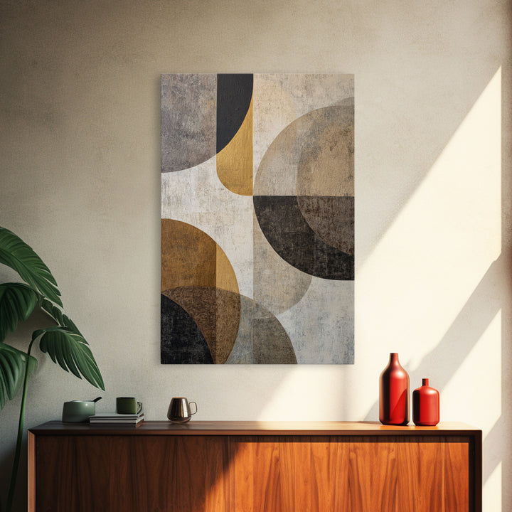 Single Gold Line Curve on Charcoal Canvas Print, Minimalist Art, Movie Poster, Living Room Decor, Abstract Art, Minimal, MIN-2x3-49