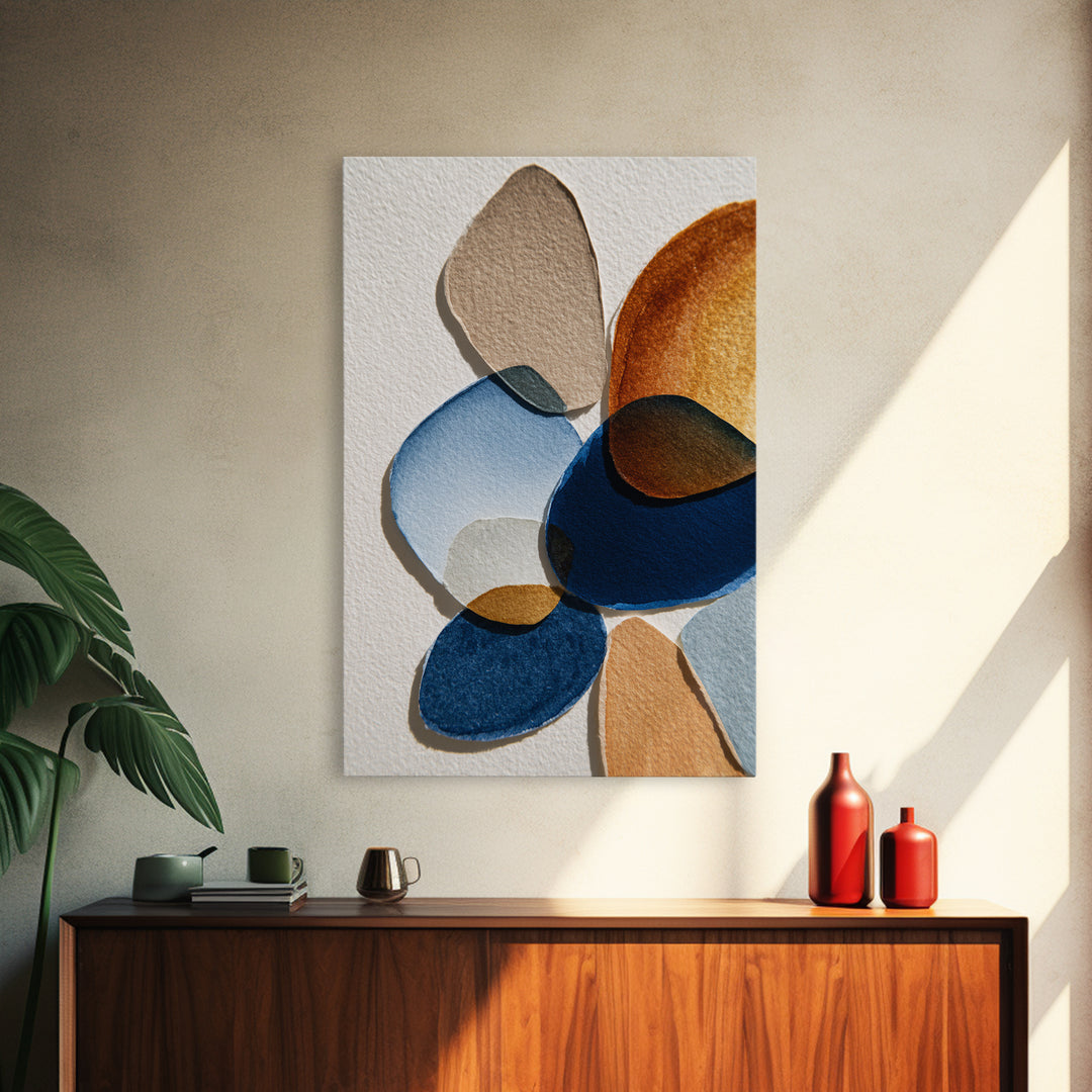 Two Overlapping Organic Shapes Framed Canvas Print, Minimalist Art, Art Prints, Living Room Decor, Fine Art, Minimal, MIN-2x3-51