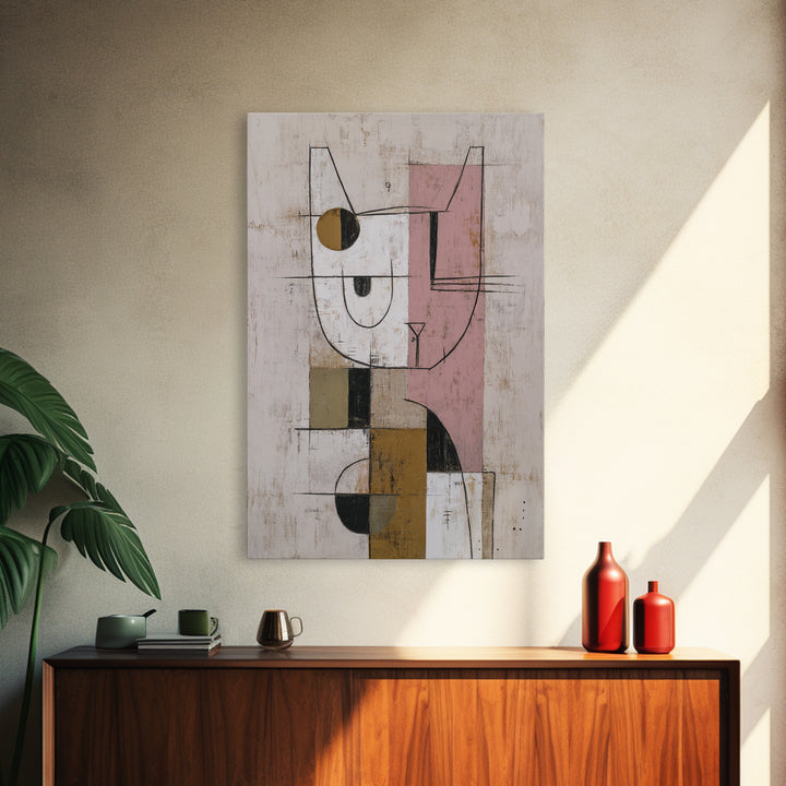 Minimal Cat Line Drawing Framed Canvas Print, Minimalist Art, Art Print, Living Room Decor, Minimal, Abstract Wall Art, MIN-2x3-55