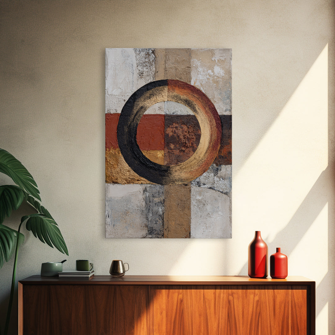 Single Brushstroke Circle Framed Canvas Print, Minimalist Art, Minimalist Decor, Living Room Decor, Fine Art, Minimal, MIN-2x3-6