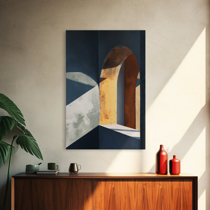 Monochrome Arch and Shadow Composition Framed Canvas Print, Minimalist Art, Minimalist, Living Room Decor, Fine Art, Minimal, MIN-2x3-64