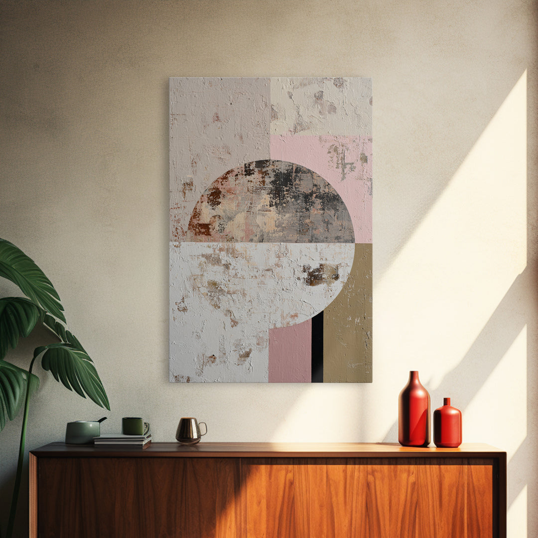 Minimal Moon over a Pale Ocean Canvas Print, Minimalist Art, Black Art, Living Room Decor, Oil Painting, Minimal, MIN-2x3-65