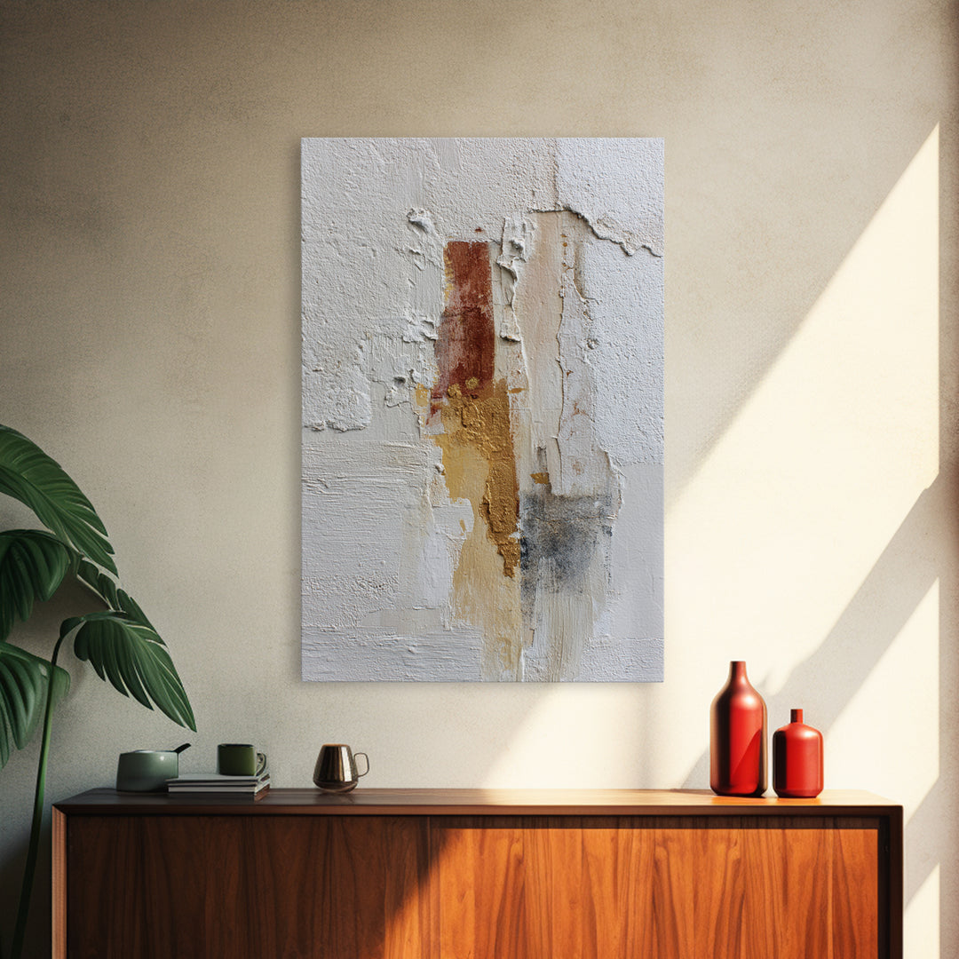 White on White Plaster Texture Study Canvas Print, Minimalist Art, Art Prints, Living Room Decor, Oil Painting, Minimal, MIN-2x3-72