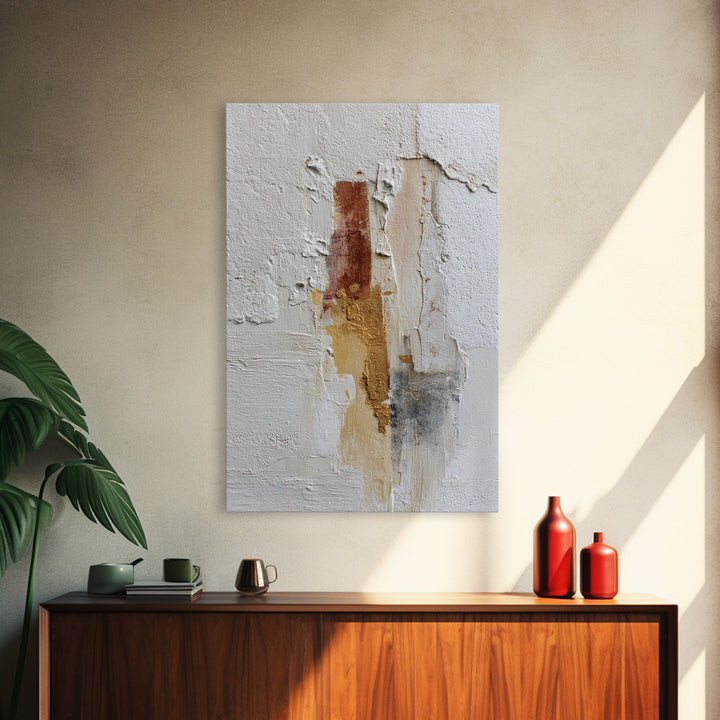 White on White Plaster Texture Study Canvas Print, Minimalist Art, Art Prints, Living Room Decor, Oil Painting, Minimal, MIN-2x3-72