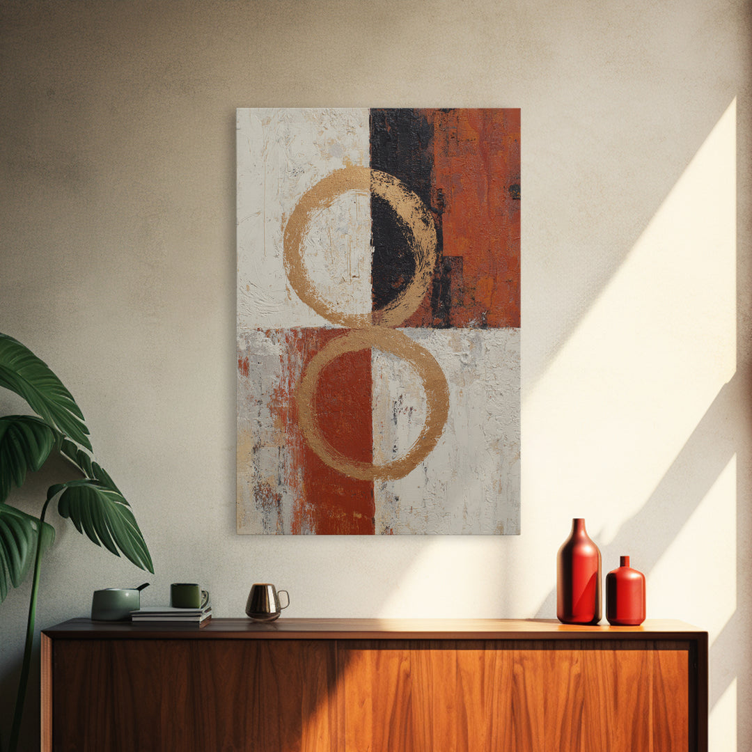 Single Brushstroke Circle Framed Canvas Print, Minimalist Art, Printables, Living Room Decor, Fine Art, Minimal, Boho Wall Art, MIN-2x3-78