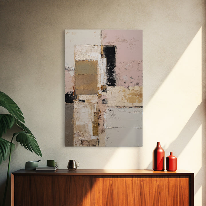 Calm Rectangle Composition Framed Canvas Print, Minimalist Art, Modern Art, Living Room Decor, Oil Painting, Minimal, MIN-2x3-8