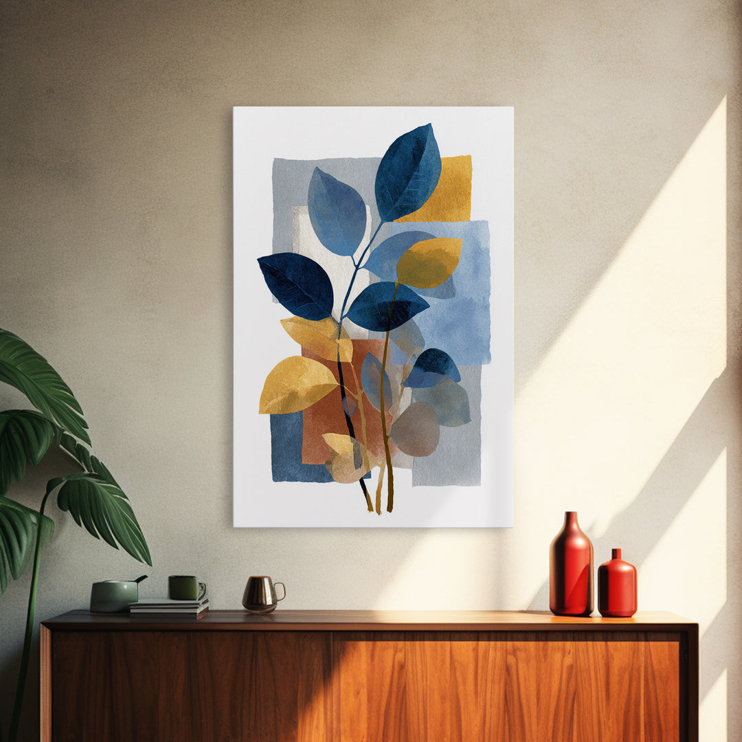 Minimal Branch Silhouette Framed Canvas Print, Minimalist Art, Modern Wall Art, Living Room Decor, Fine Art, Minimal, MIN-2x3-83