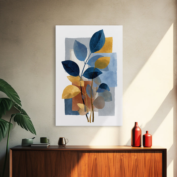 Minimal Branch Silhouette Framed Canvas Print, Minimalist Art, Modern Wall Art, Living Room Decor, Fine Art, Minimal, MIN-2x3-83