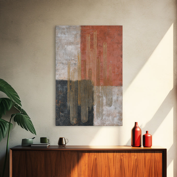 Single Gold Line Curve on Charcoal Framed Canvas Print, Minimalist Art, Printable Art, Living Room Decor, Abstract Art, Minimal, MIN-2x3-97