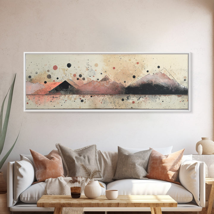 Thin Line Mountain Framed Canvas Print, Minimalist Art, Movie Poster, Living Room Decor, Fine Art, Minimal, Modern Wall Art, MIN-3x1-18