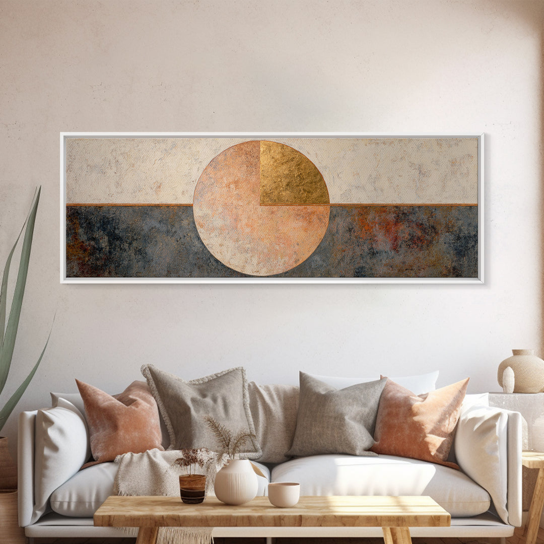 Minimal Moon over a Pale Ocean Canvas Print, Minimalist Art, Modern Wall Art, Living Room Decor, Fine Art, Minimal, MIN-3x1-25