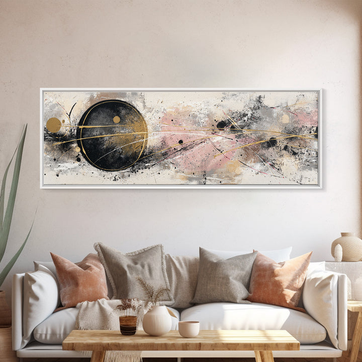 Single Gold Line Curve on Charcoal Canvas Print, Minimalist Art, Boho Wall Art, Living Room Decor, Fine Art, Minimal, MIN-3x1-33