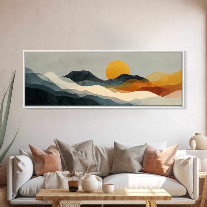 Thin Line Mountain Canvas Print, Minimalist Art, Printable Art, Living Room Decor, Minimal, Neutral Decor, Modern Decor, MIN-3x1-42