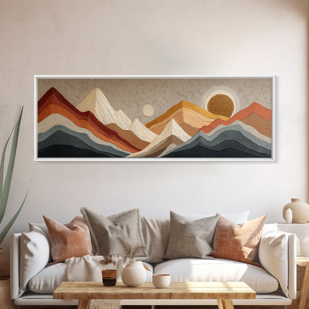 Thin Line Mountain Canvas Print, Minimalist Art, Printable Art, Living Room Decor, Minimal, Neutral Decor, Modern Decor, MIN-3x1-66