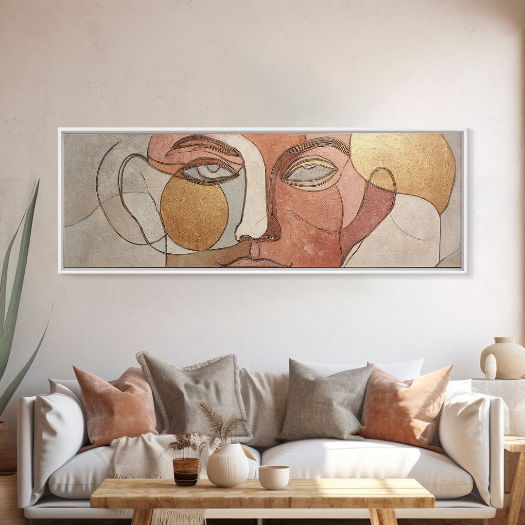 Single Continuous Line Female Face Framed Canvas Print, Minimalist Art, Gallery Decor, Living Room Decor, Fine Art, Minimal, MIN-3x1-69