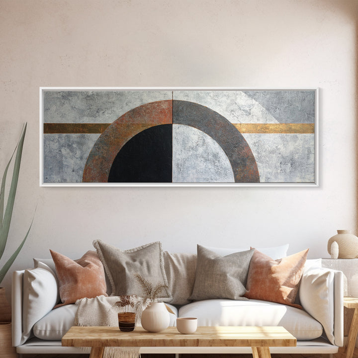 Monochrome Arch and Shadow Composition Framed Canvas Print, Minimalist Art, Poster, Living Room Decor, Fine Art, Minimal, MIN-3x1-72