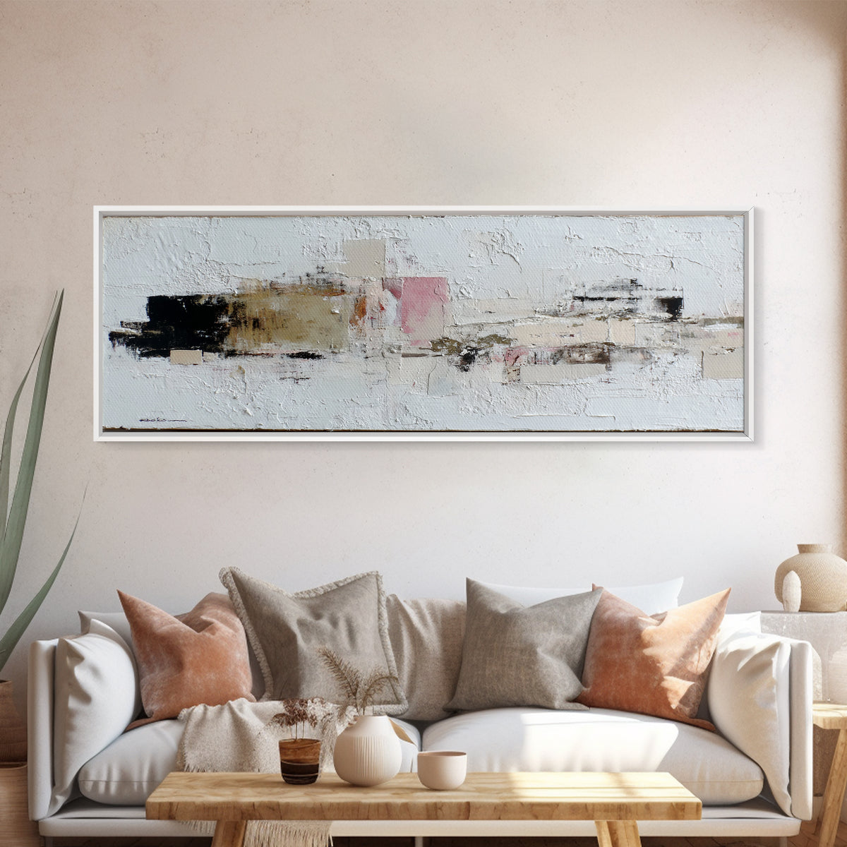 White on White Plaster Texture Study Canvas Print, Minimalist Art, Wall Decor, Living Room Decor, Minimal, Abstract Art, MIN-3x1-80