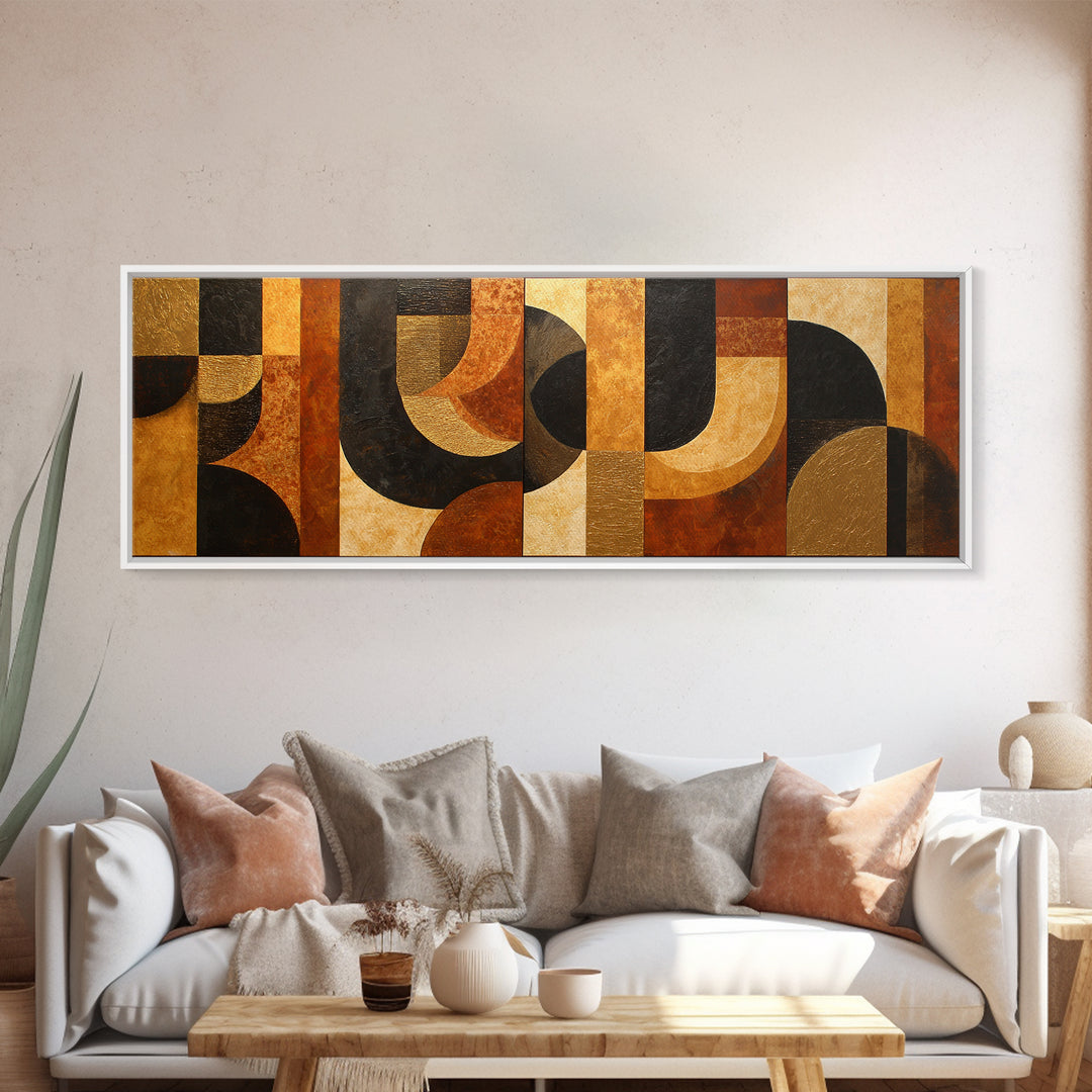 Single Gold Line Curve on Charcoal Framed Canvas Print, Minimalist Art, Abstract Art, Living Room Decor, Fine Art, Minimal, MIN-3x1-9
